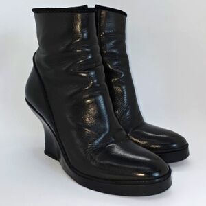 Haider Ackermann Black Ankle Boots with Wedge Heel